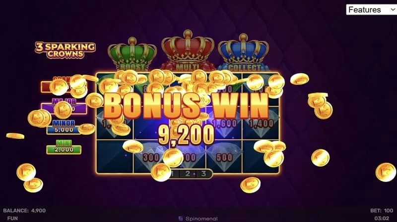 3 Sparking Crowns câștig bonus